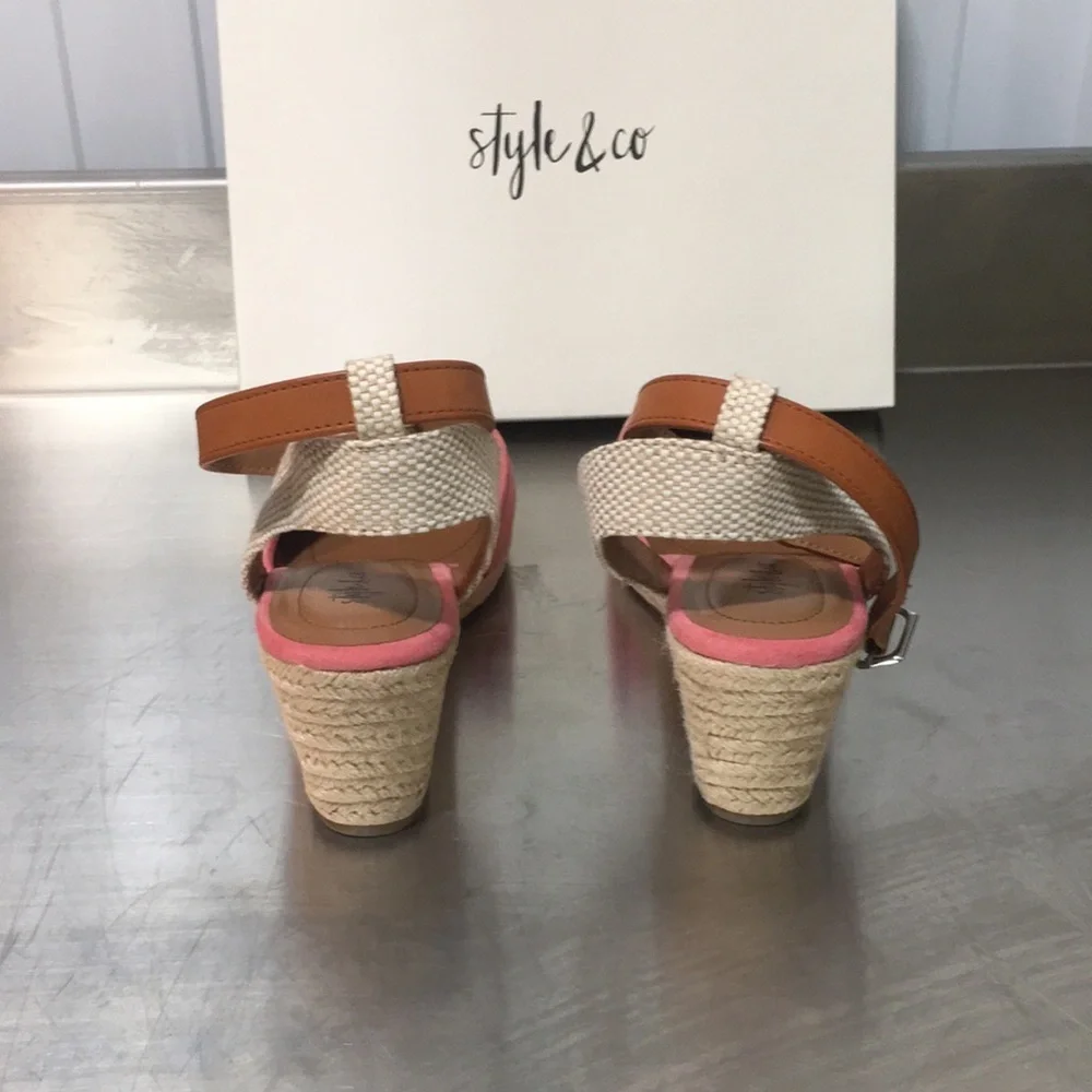New WB Woman’s Style & Co. Pink Wedge Sandals